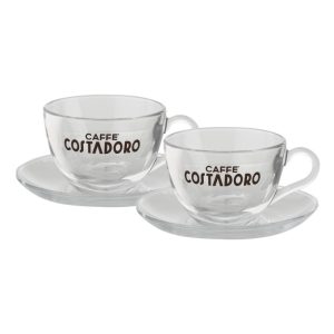 Set van 2 cappuccino kop en schotel