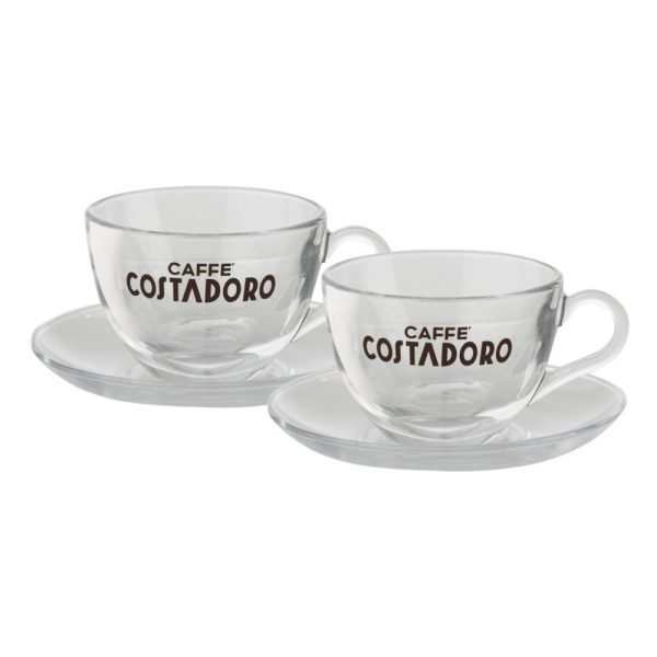 Set van 2 cappuccino kop en schotel